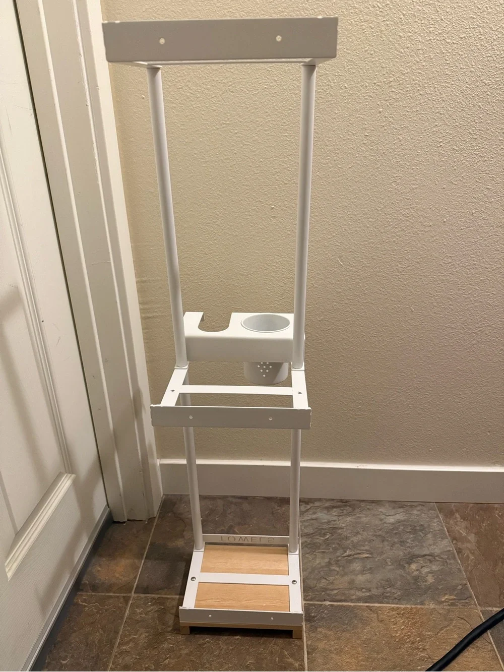 White Bathroom Towel and Accessory Stand